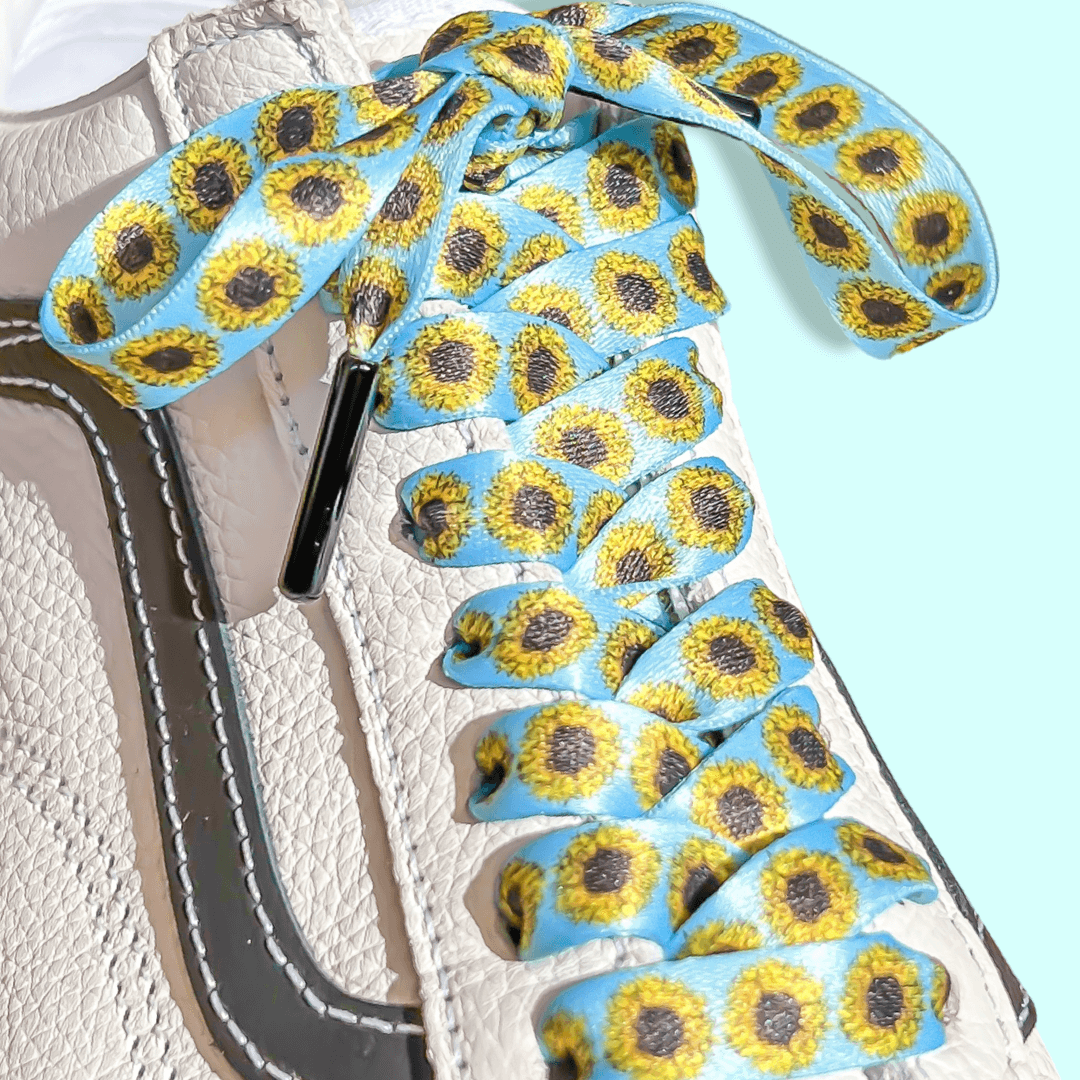 Sunflower Shoelaces | Flat Printed Shoelaces | 100% Recycled Materials | Adult & Kids Sizes