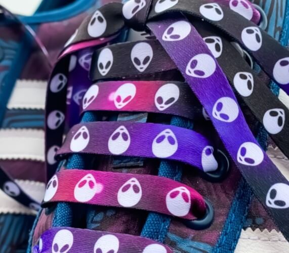 Alien Shoelaces | Flat Printed Shoelaces | 100% Recycled Materials | Adult & Kids Sizes
