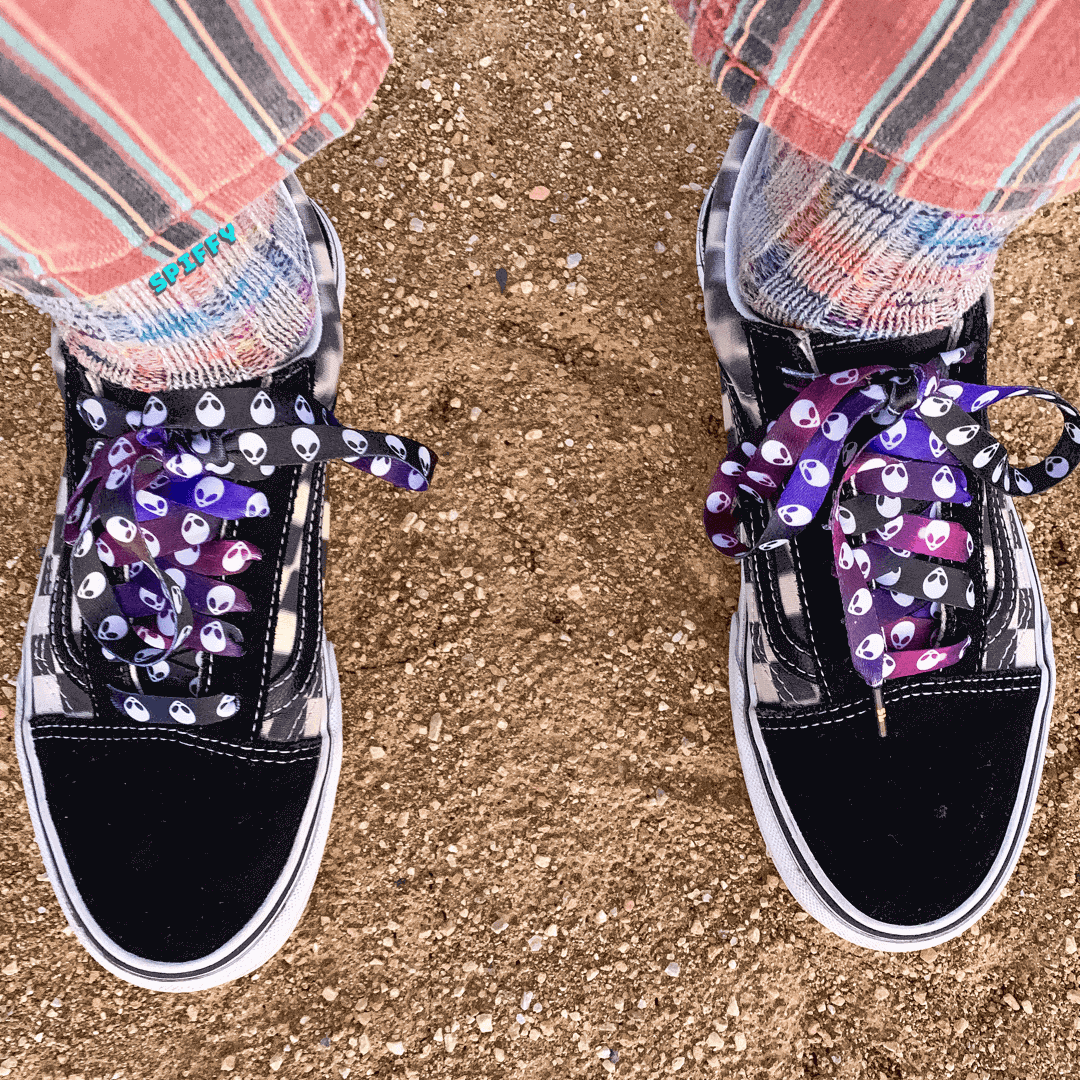 Alien Shoelaces | Flat Printed Shoelaces | 100% Recycled Materials | Adult & Kids Sizes