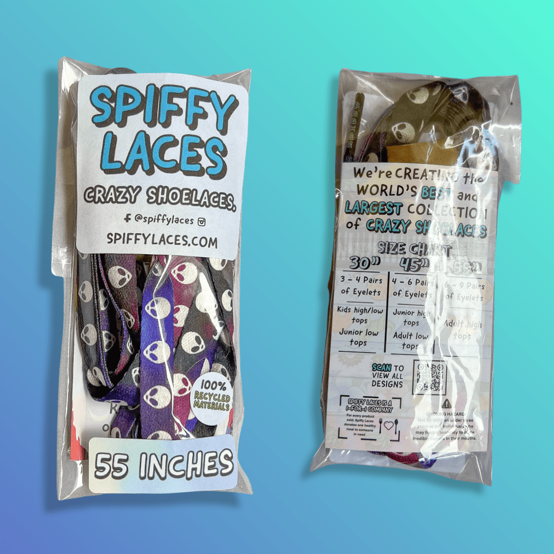 Alien Shoelaces | Flat Printed Shoelaces | 100% Recycled Materials | Adult & Kids Sizes