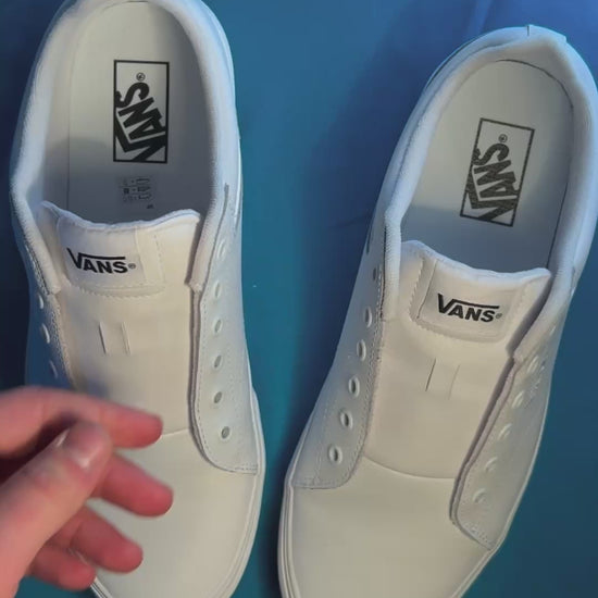 Video of Evil Eye Shoelaces, flat printed on 100% recycled fiber, by Spiffy Laces