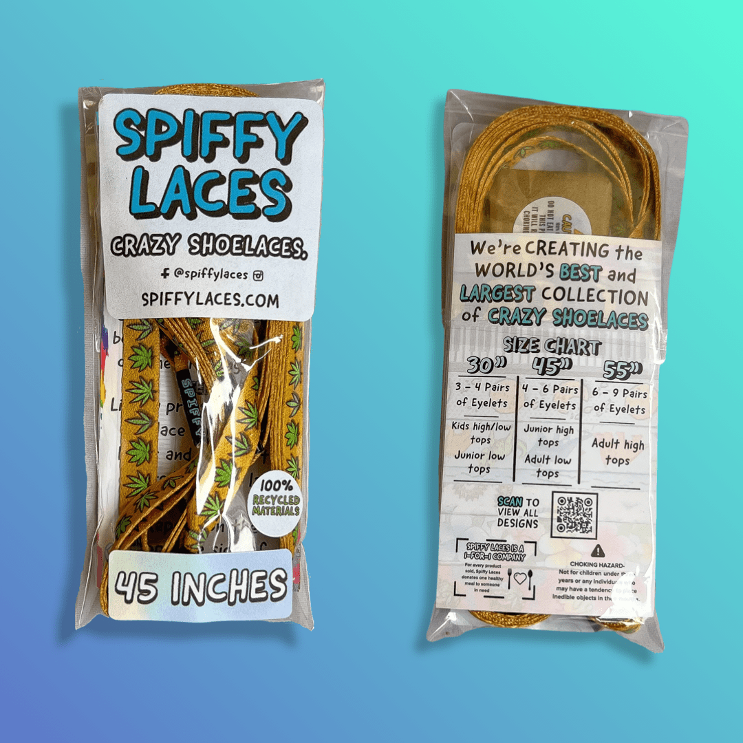 Tan Weed Shoelaces | Flat Printed Shoelaces | 100% Recycled Materials | Adult Sizes