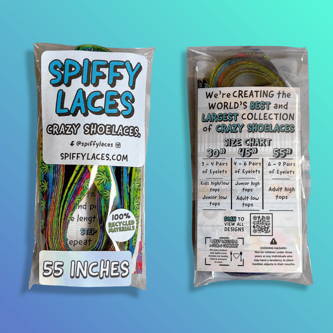 Tie-Dye Weed Shoelaces | Flat Printed Shoelaces | 100% Recycled Materials | Adult Sizes