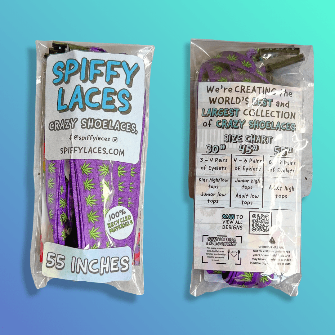 Purple Weed Shoelaces | Flat Printed Shoelaces | 100% Recycled Materials | Adult Sizes