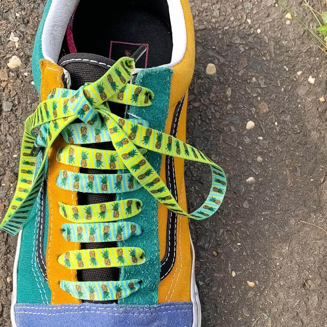 Pineapple Shoelaces | Flat Printed Shoelaces | 100% Recycled Materials | Adult & Kids Sizes