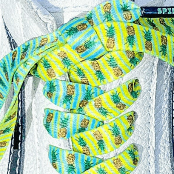 Pineapple Shoelaces | Flat Printed Shoelaces | 100% Recycled Materials | Adult & Kids Sizes