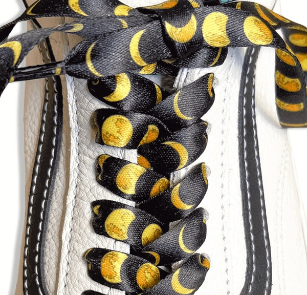 Moon Cycle Shoelaces | Flat Printed Shoelaces | 100% Recycled Materials | Adult & Kids Sizes