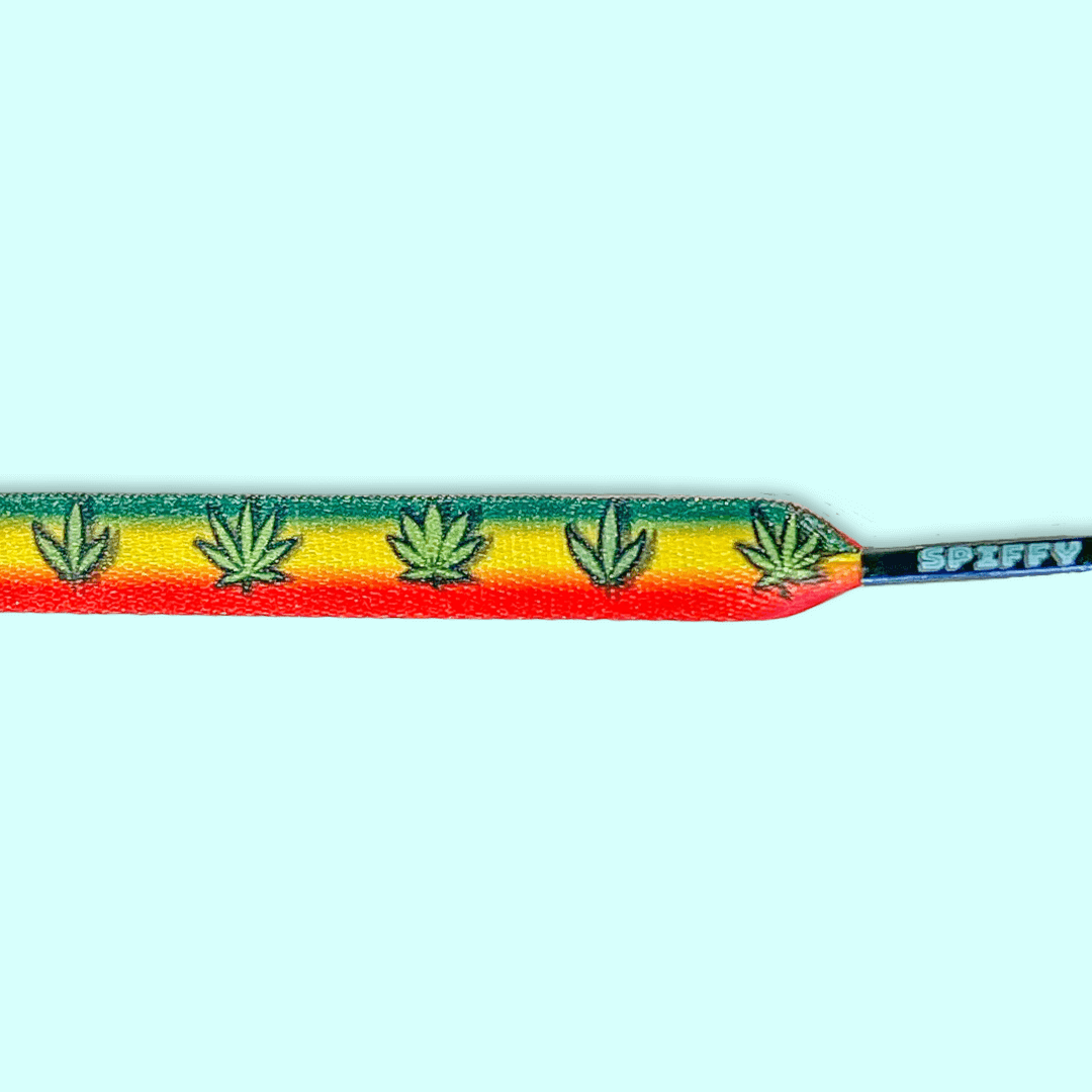 Rasta Weed Shoelaces | Flat Printed Shoelaces | 100% Recycled Materials | Adult Sizes