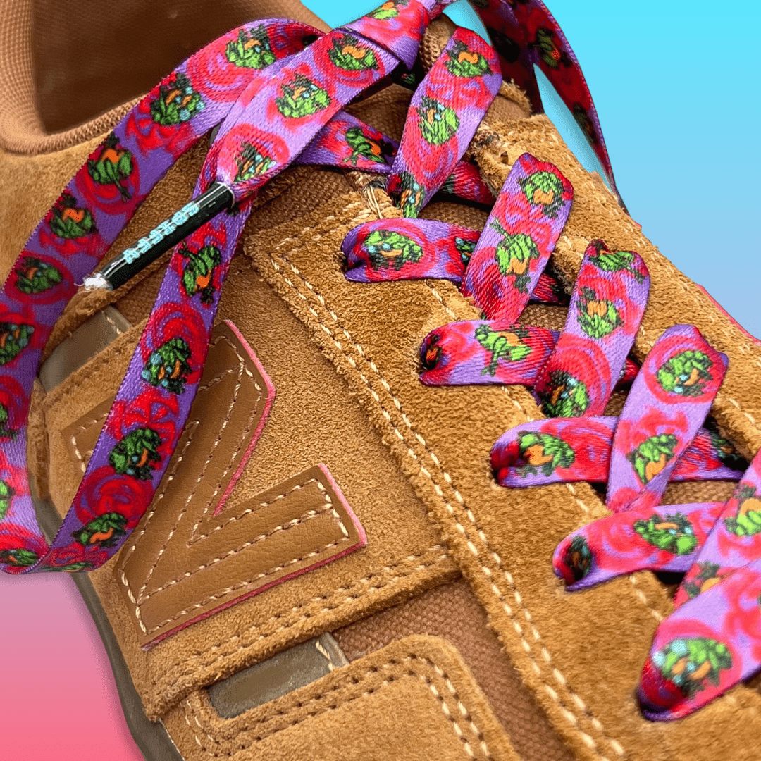 Funky Frog Shoelaces | Flat Printed Shoelaces | 100% Recycled Materials | Adult & Kids Sizes