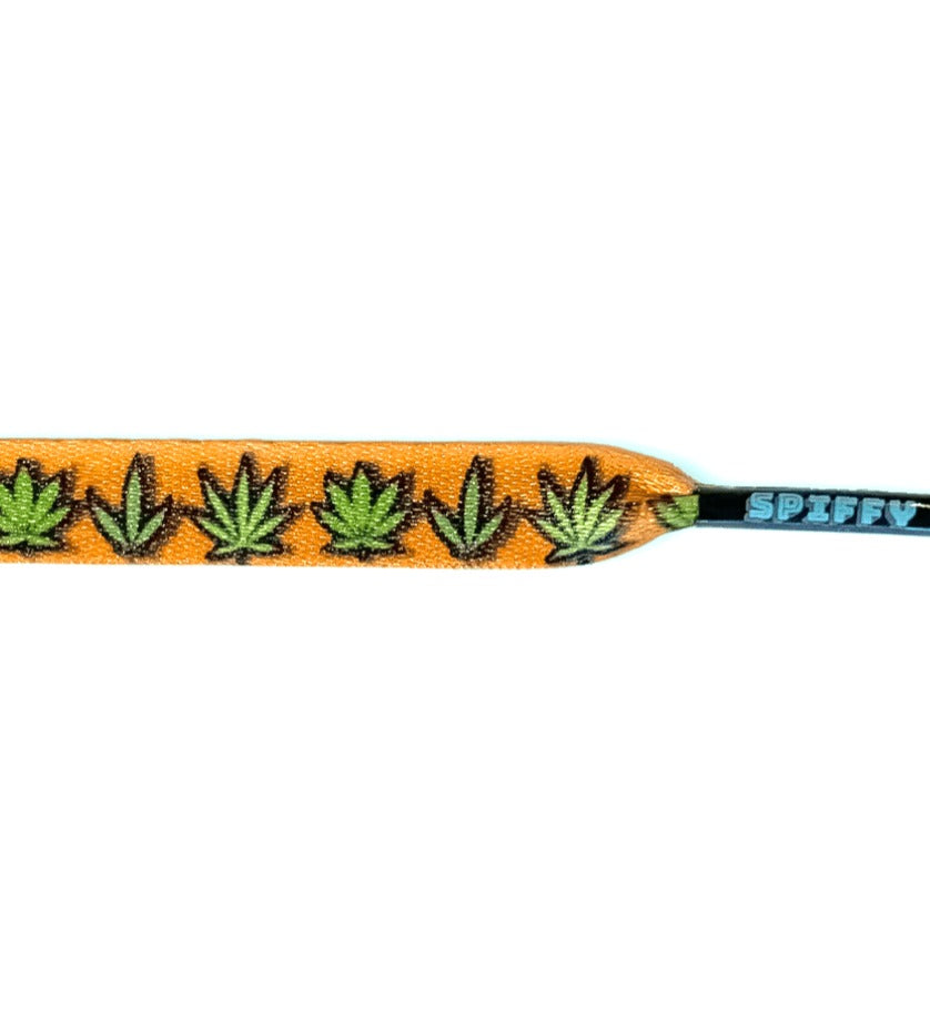 Tan Weed Shoelaces | Flat Printed Shoelaces | 100% Recycled Materials | Adult Sizes