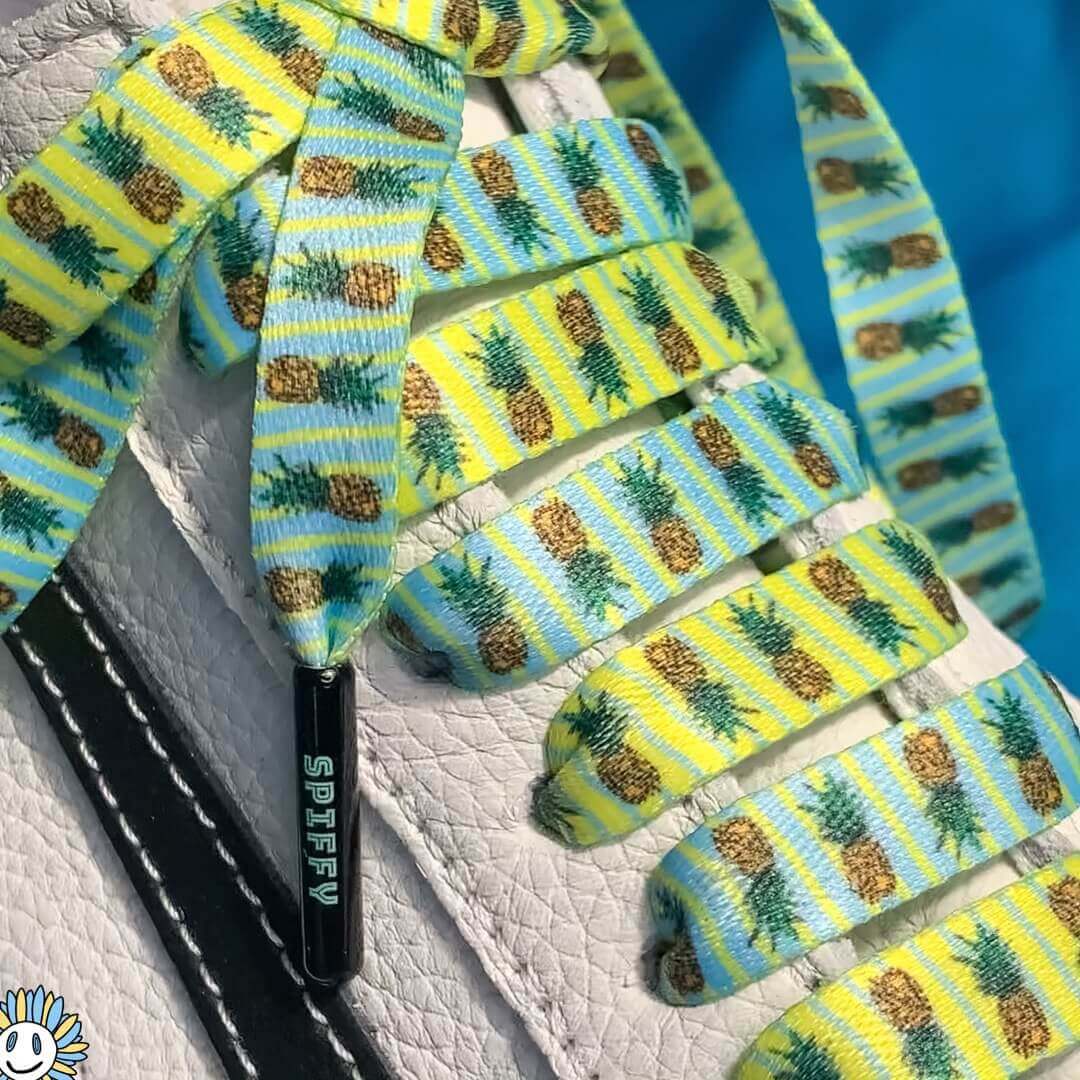 Pineapple Shoelaces | Flat Printed Shoelaces | 100% Recycled Materials | Adult & Kids Sizes